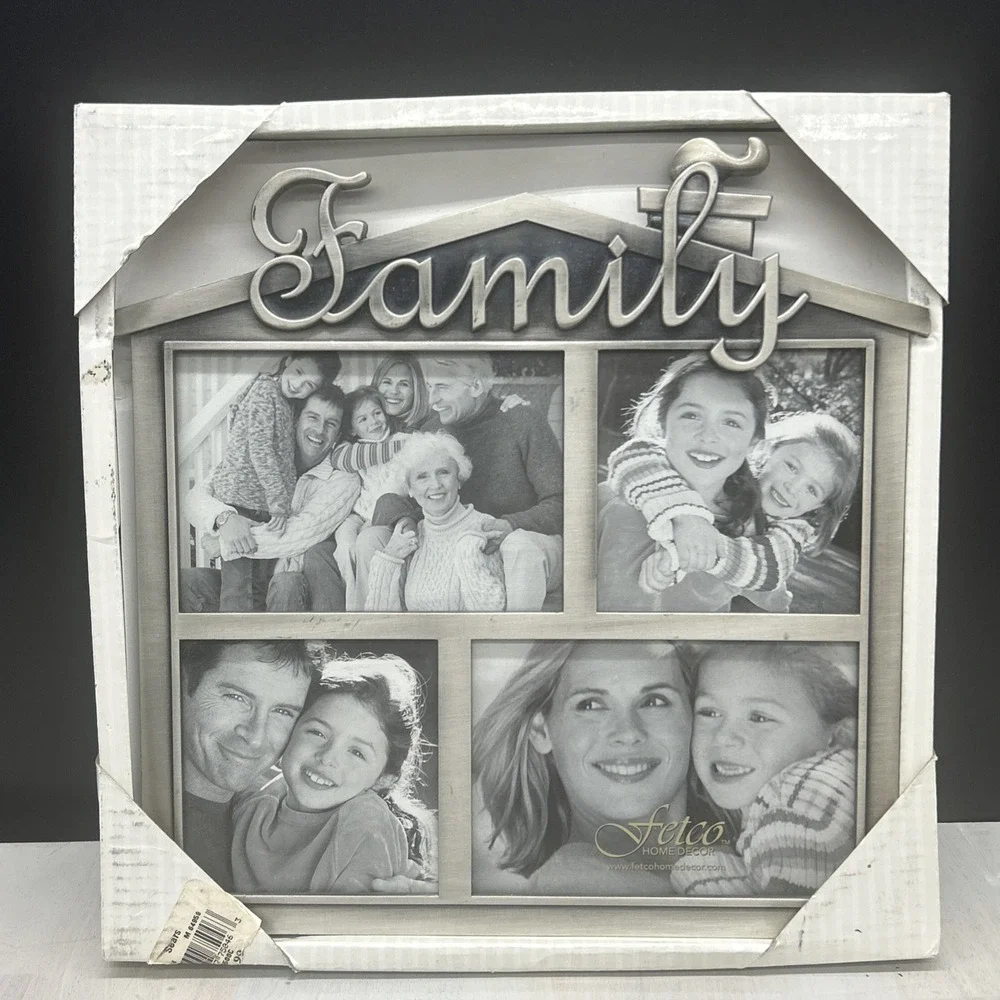 FAMILY metal photo picture frame for 4 photos 9.5